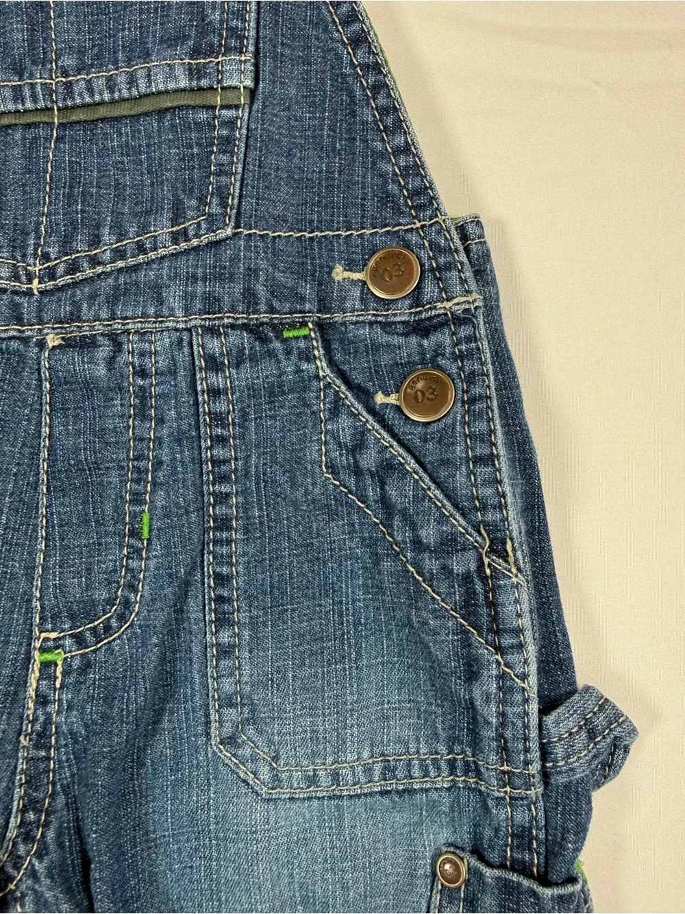 VINTAGE OSHKOSH Boys Denim Overalls 6M Y2K Carpenter Utility 2006 Retro Workwear